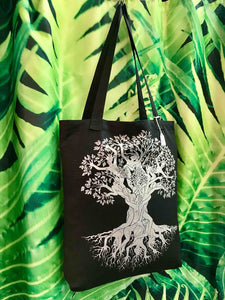 Silhouette Tree of Life Canvas Tote Bags