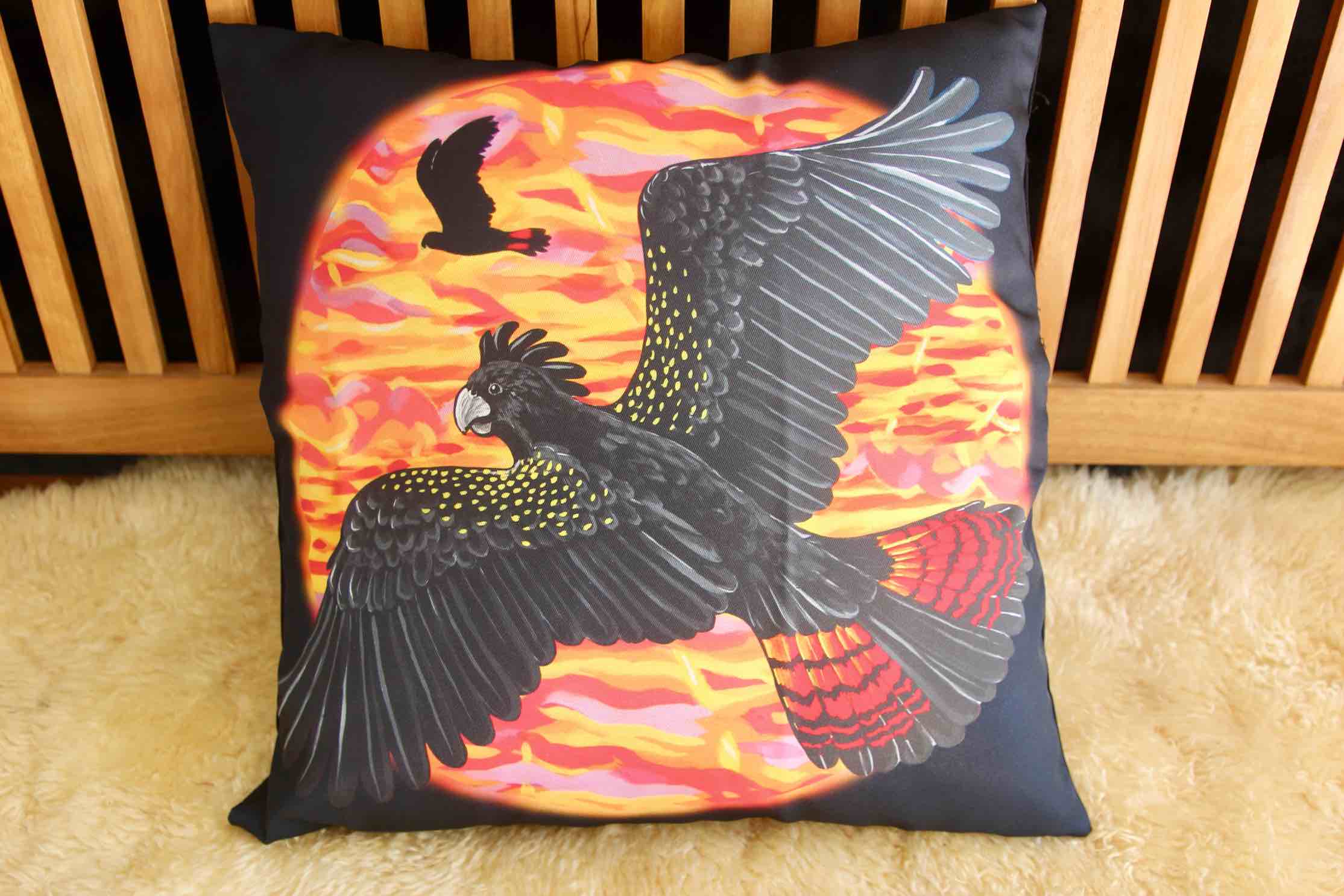 Black Cockatoo Cushion Cover