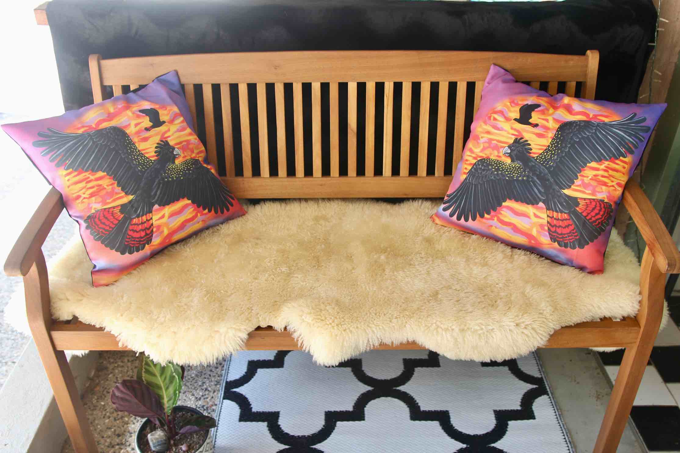 Black Cockatoo Cushion Cover