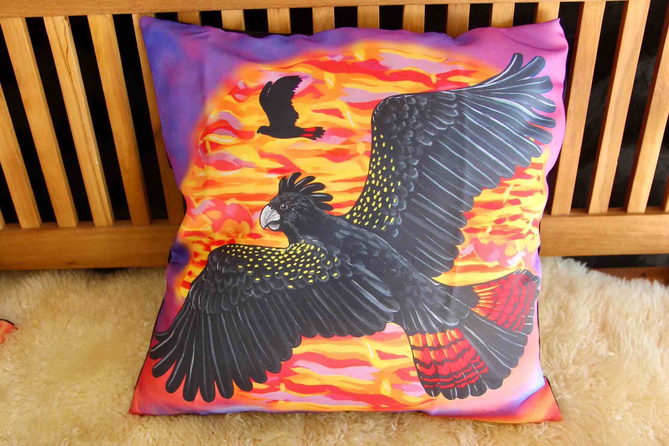 Black Cockatoo Cushion Cover