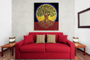 Stretched Canvas Print- 'Drawing Inspiration' Colour Tree of Life