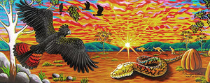 Black Cockatoo and Python Stretched Canvas Print