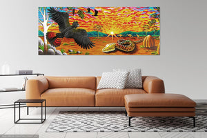Stretched Canvas Print- 'Black Cockatoo and Python'
