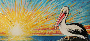 Dawn Pelican Stretched Canvas Print