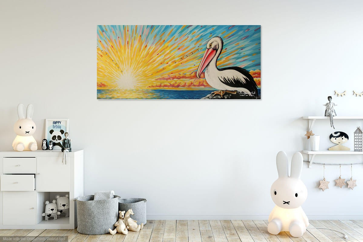 Dawn Pelican Stretched Canvas Print