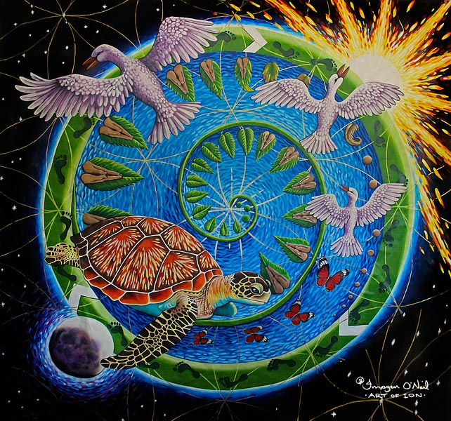 Stretchedcanvas-Prints-PrayersfortheWorld-ARTofION-Turtle-Fibonacci sequence-Earth-Art