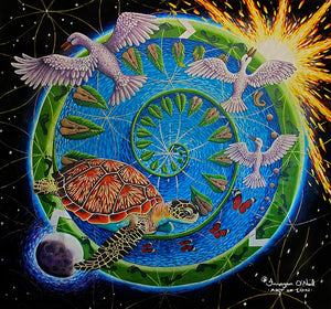 Stretchedcanvas-Prints-PrayersfortheWorld-ARTofION-Turtle-Fibonacci sequence-Earth-Art