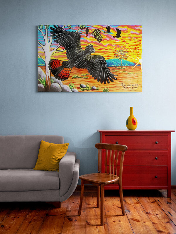 Stretched Canvas Print- 'Black Cockatoo'