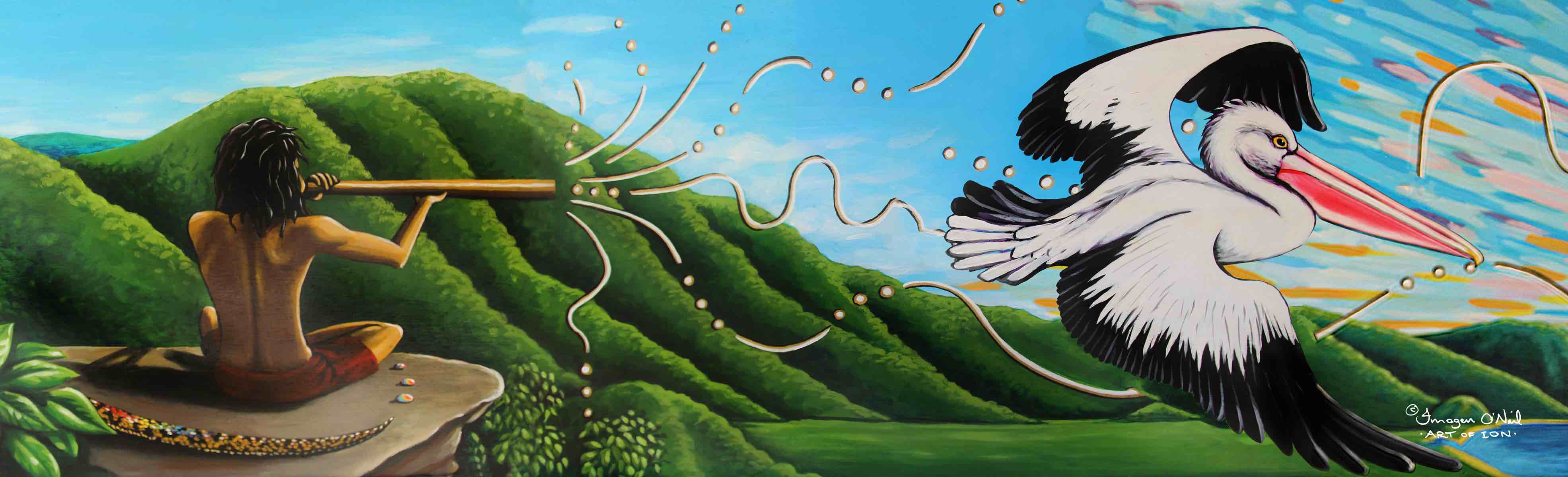 JJ & Pelican Panorama Stretched Canvas Print