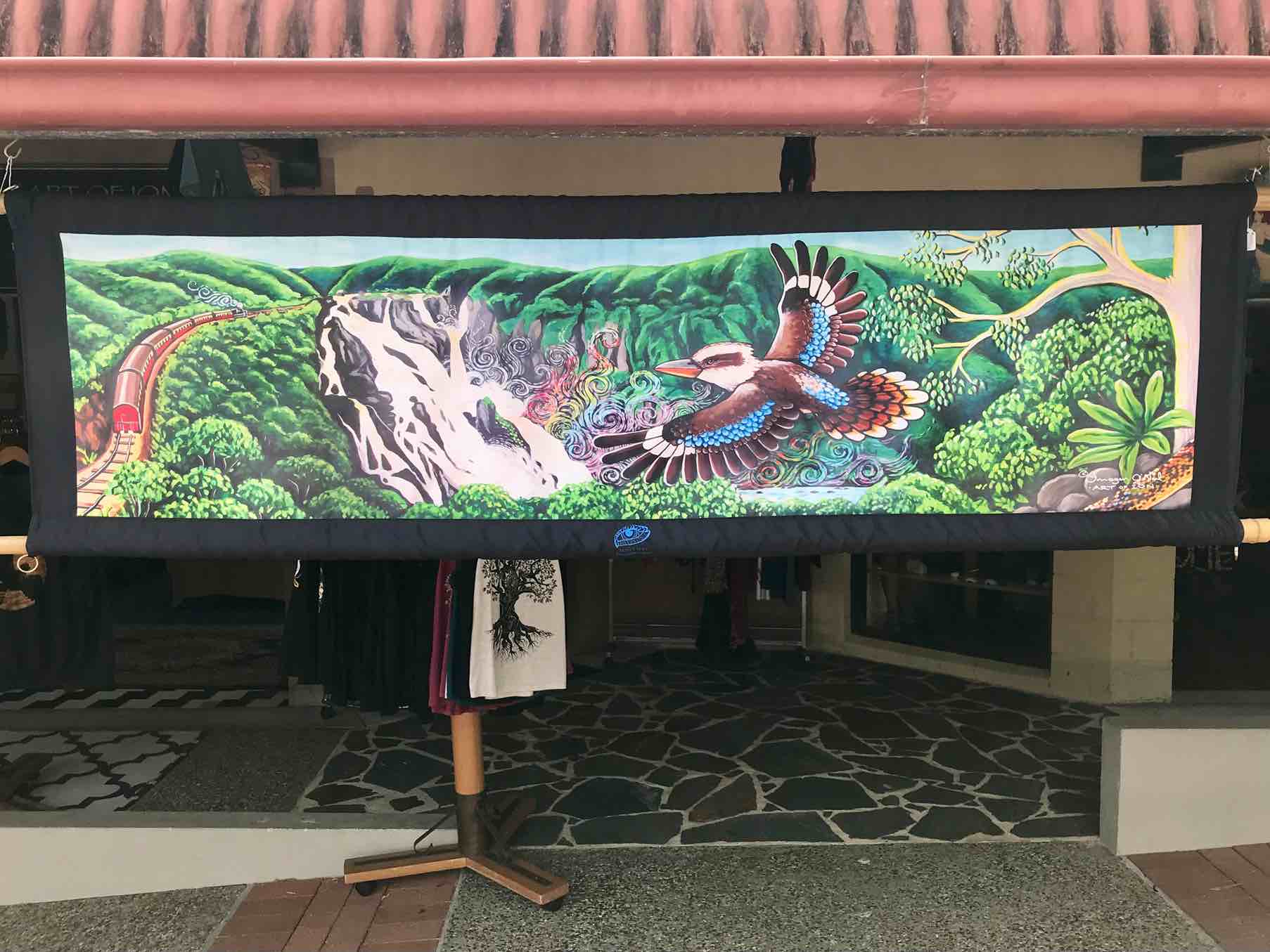 Kookaburra & Falls Panorama Tapestry