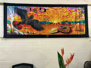 Black Cockatoo & Python Panorama Tapestry