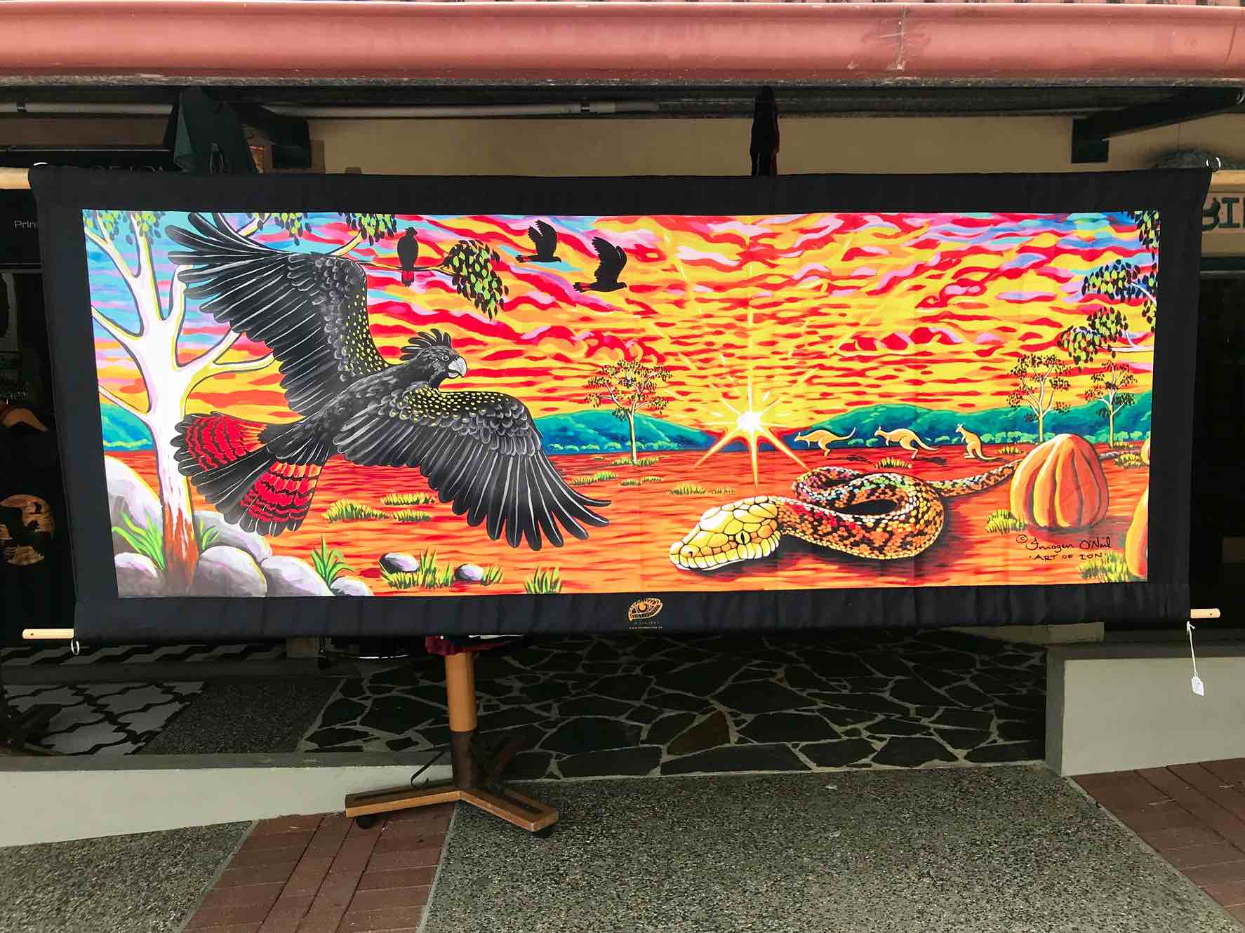 Black Cockatoo & Python Panorama Tapestry